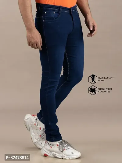 Comfortable Blue Denim Mid-Rise Jeans For Men-thumb3