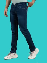 Comfortable Blue Denim Mid-Rise Jeans For Men-thumb3