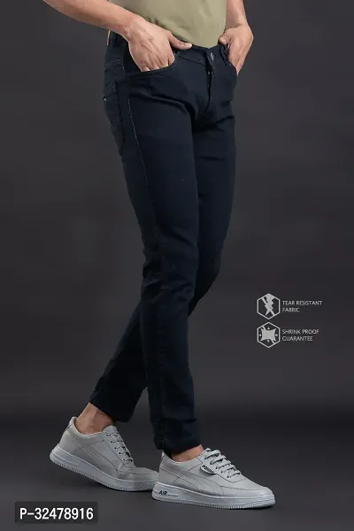 Comfortable Black Denim Mid-Rise Jeans For Men