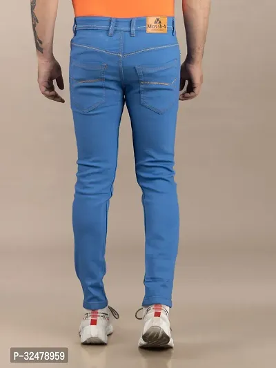 Comfortable Blue Denim Mid-Rise Jeans For Men-thumb2