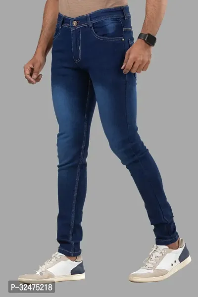 Comfortable Blue Denim Mid-Rise Jeans For Men-thumb0