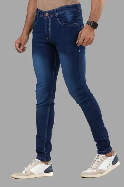 Fab Blue Denim Solid Jeans For Men