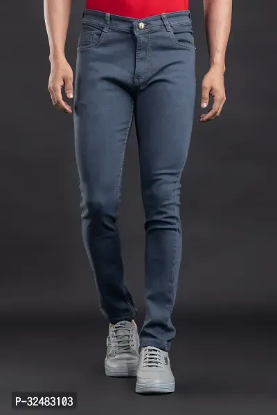 Elegant Denim Solid Jeans For Men And Boys-thumb0