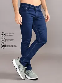 Stylish Blue Denim Solid Mid-Rise Jeans For Men-thumb3