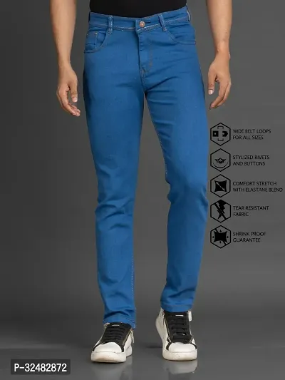 Elegant Denim Solid Jeans For Men And Boys