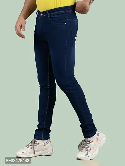 Comfortable Blue Denim Mid-Rise Jeans For Men-thumb0