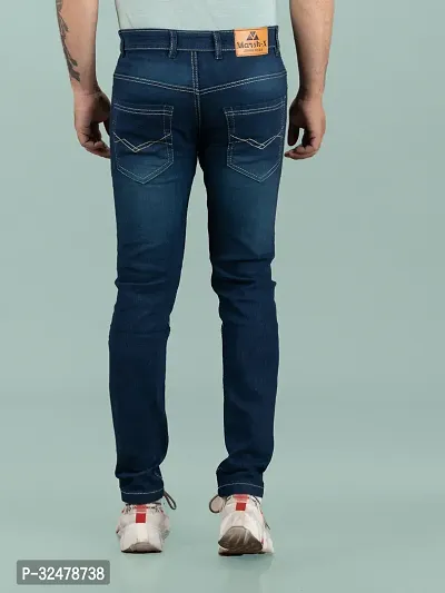 Comfortable Blue Denim Mid-Rise Jeans For Men-thumb2