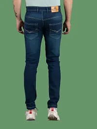 Stylish Blue Denim Solid Mid-Rise Jeans For Men-thumb1