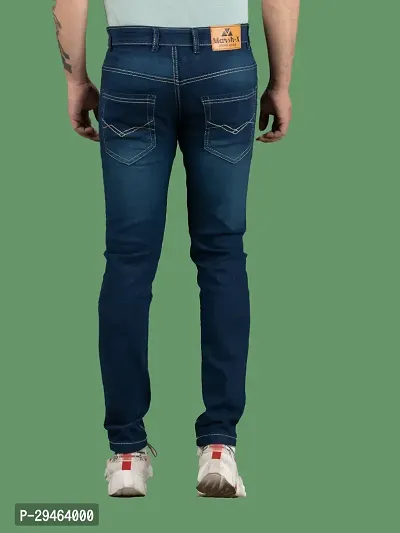 Stylish Blue Denim Solid Mid-Rise Jeans For Men-thumb2