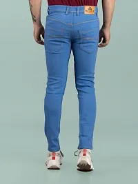 Stylish Blue Denim Solid Mid-Rise Jeans For Men-thumb1