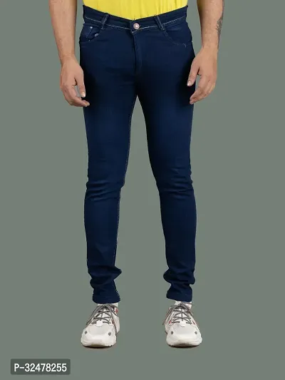 Comfortable Blue Denim Mid-Rise Jeans For Men-thumb4