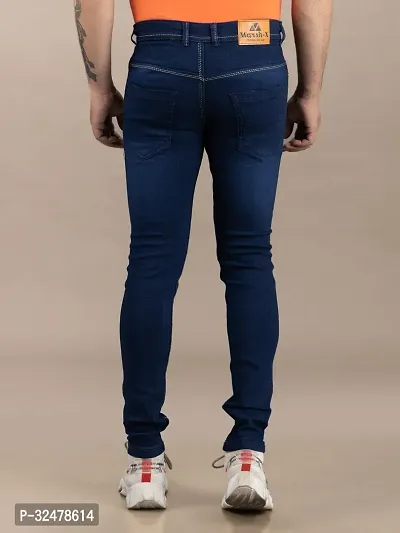 Comfortable Blue Denim Mid-Rise Jeans For Men-thumb2