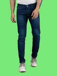 Comfortable Blue Denim Mid-Rise Jeans For Men-thumb3