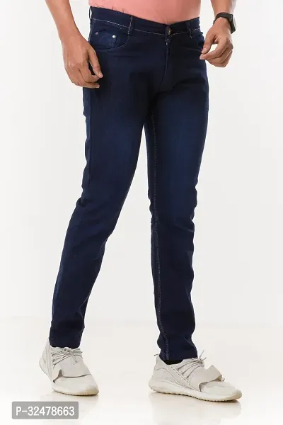 Comfortable Blue Denim Mid-Rise Jeans For Men-thumb3