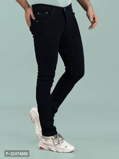 Comfortable Black Denim Mid-Rise Jeans For Men-thumb3