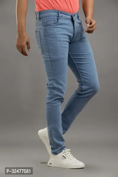 Comfortable Blue Denim Mid-Rise Jeans For Men-thumb3