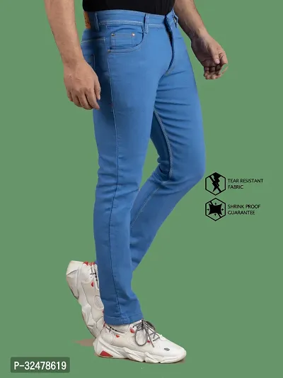 Comfortable Blue Denim Mid-Rise Jeans For Men-thumb3