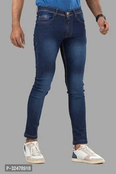 Comfortable Blue Denim Mid-Rise Jeans For Men-thumb3