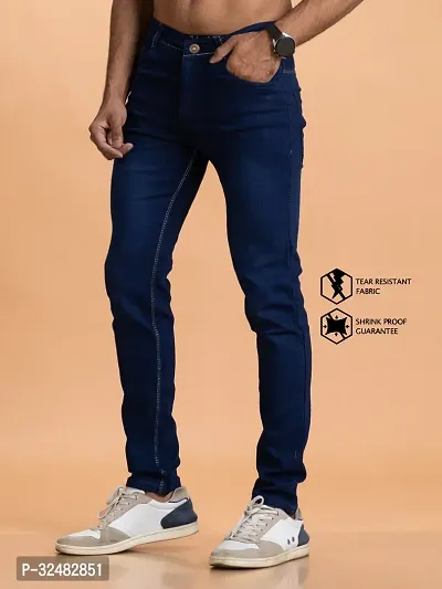 Elegant Denim Solid Jeans For Men And Boys-thumb3