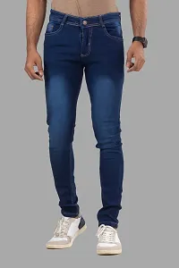 Comfortable Blue Denim Mid-Rise Jeans For Men-thumb1