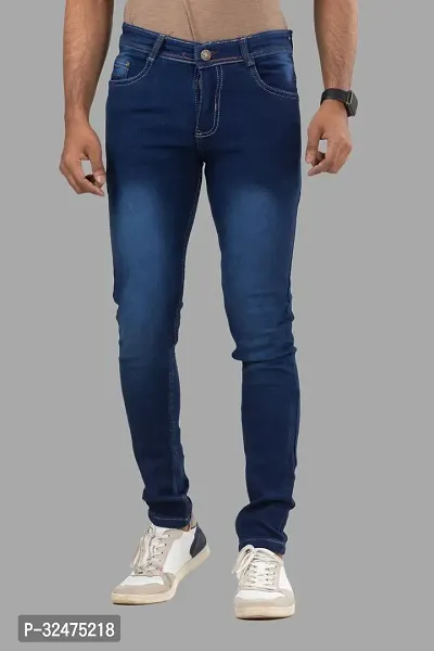 Comfortable Blue Denim Mid-Rise Jeans For Men-thumb2