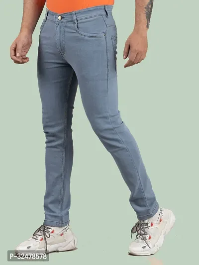 Comfortable Grey Denim Mid-Rise Jeans For Men-thumb0