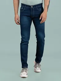 Comfortable Blue Denim Mid-Rise Jeans For Men-thumb3