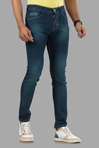 Comfortable Blue Denim Mid-Rise Jeans For Men-thumb2