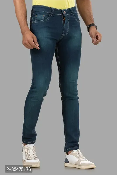 Comfortable Blue Denim Mid-Rise Jeans For Men-thumb3