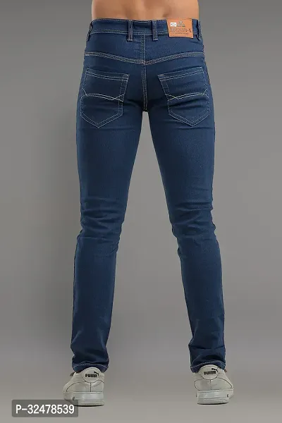 Comfortable Blue Denim Mid-Rise Jeans For Men-thumb2