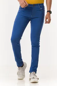 Comfortable Blue Denim Mid-Rise Jeans For Men-thumb1