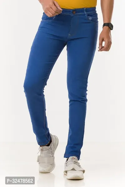 Comfortable Blue Denim Mid-Rise Jeans For Men-thumb2