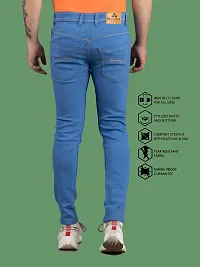 Stylish Blue Denim Solid Mid-Rise Jeans For Men-thumb1