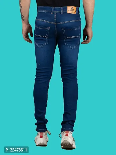 Comfortable Blue Denim Mid-Rise Jeans For Men-thumb2