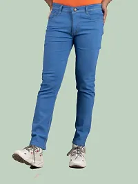 Comfortable Blue Denim Mid-Rise Jeans For Men-thumb1