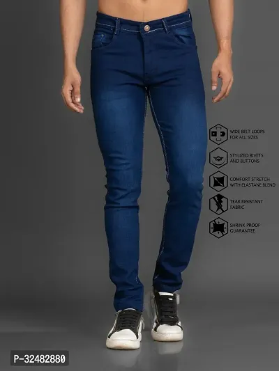 Elegant Denim Solid Jeans For Men And Boys