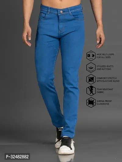 Elegant Denim Solid Jeans For Men And Boys-thumb0