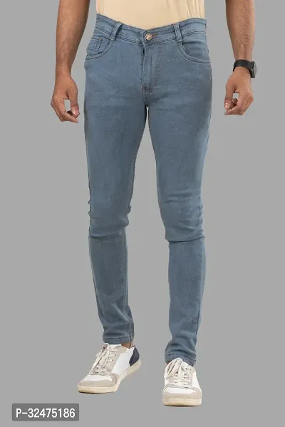 Comfortable Grey Denim Mid-Rise Jeans For Men-thumb2