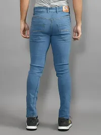 Stylish Blue Denim Solid Mid-Rise Jeans For Men-thumb1