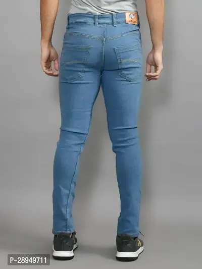 Stylish Blue Denim Solid Mid-Rise Jeans For Men-thumb2