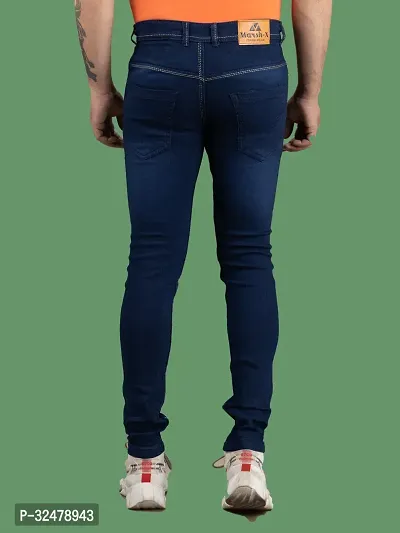 Comfortable Blue Denim Mid-Rise Jeans For Men-thumb2