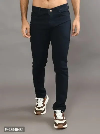 Stylish Black Denim Solid Mid-Rise Jeans For Men