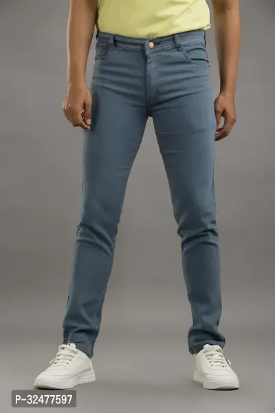 Comfortable Grey Denim Mid-Rise Jeans For Men-thumb2