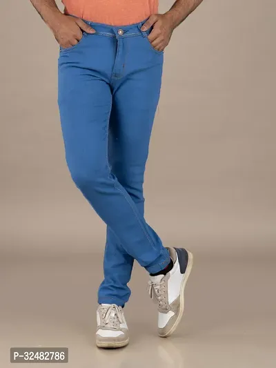 Elegant Denim Solid Jeans For Men And Boys