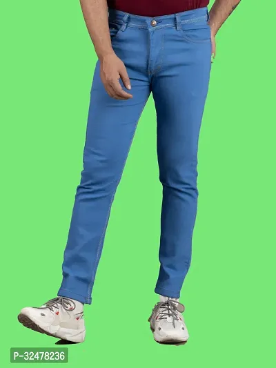 Comfortable Blue Denim Mid-Rise Jeans For Men-thumb4