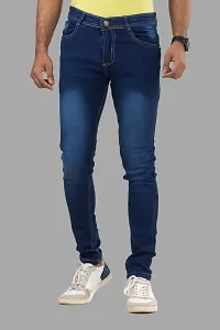 Comfortable Blue Denim Mid-Rise Jeans For Men-thumb1