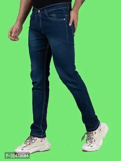 Comfortable Blue Denim Mid-Rise Jeans For Men-thumb0