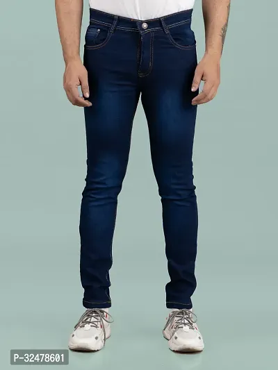 Comfortable Blue Denim Mid-Rise Jeans For Men-thumb4