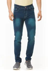 Comfortable Blue Denim Mid-Rise Jeans For Men-thumb1