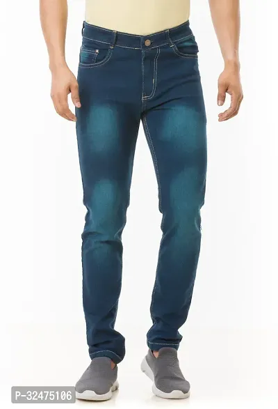 Comfortable Blue Denim Mid-Rise Jeans For Men-thumb2